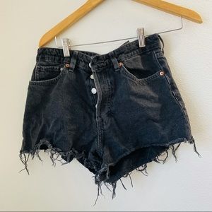 &Denim Vintage style button-down cut off shorts size 6
